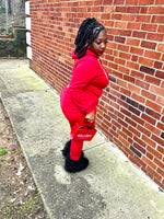 Womens stretchy two piece set with hood