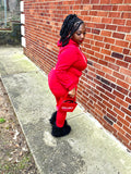 Womens stretchy two piece set with hood
