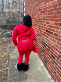 Womens stretchy two piece set with hood