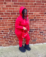 Womens stretchy two piece set with hood
