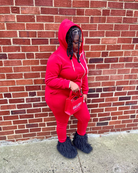 Womens stretchy two piece set with hood